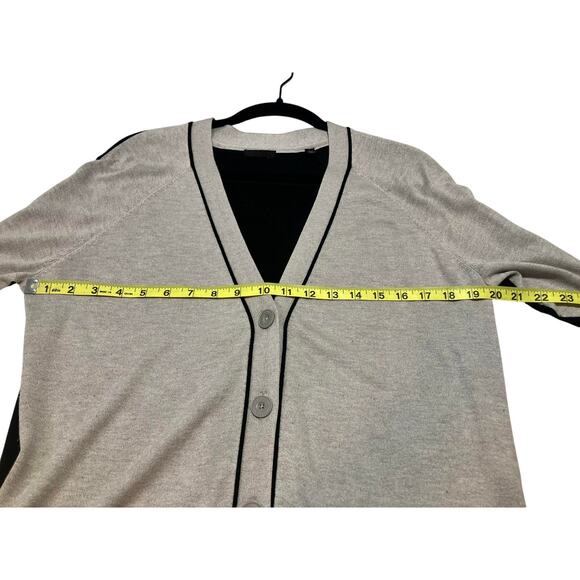 ATM Anthony Thomas Melillo V Neck Colorblock Cardigan Sweater Black Gray Size S - Picture 5 of 9